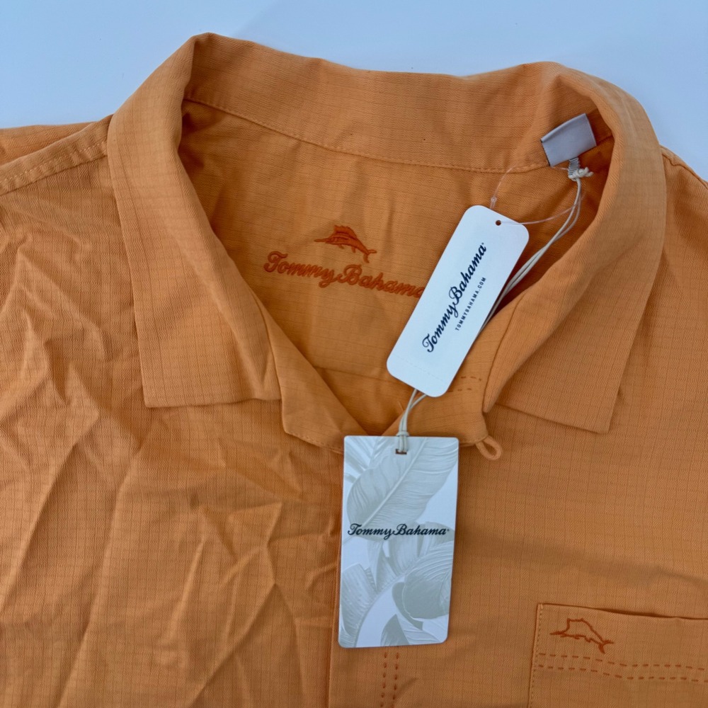 Tommy Bahama Button Down Shirt Men XXXL Orange Peel Coastal Breeze‎ Check